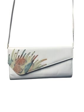 Jasmin Hong Kong Vintage White Leather And Snakeskin Purse Clutch EUC MOD Go-Go